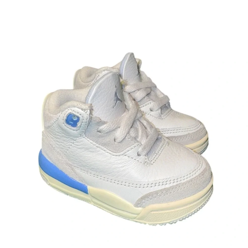 Jordan 3 Retro Lucky Shorts White Sail Blue Toddler Sneakers DM0968-101‎ Size 4C